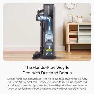 LG CordZero A949 - Cordless Stick Vacuum Cleaner with Auto-Empty Base, 200 Minute Runtime w/Extra Rechargeable Battery, Power Mop, Dual Floor Max, Lightweight, Cleaning for Carpet, Hardwood, Pet Hair