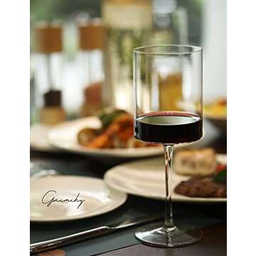 Gnimihz Wine Glasses Set of 4-16oz Cylindrical All Purpose Wine Glass, Crystal Wine Glass Set in Gif...