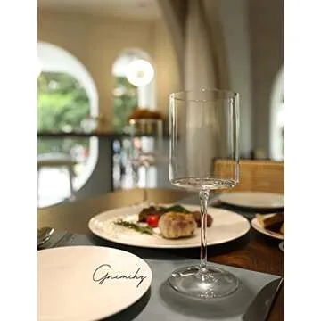 Gnimihz Wine Glasses Set of 4-16oz Cylindrical All Purpose Wine Glass, Crystal Wine Glass Set in Gift Packaging, Great Gift for Wedding, Anniversary, Christmas, Birthday, 9’’ Tall, Clear, Long Stem