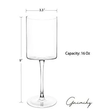 Gnimihz Wine Glasses Set of 4-16oz Cylindrical All Purpose Wine Glass, Crystal Wine Glass Set in Gift Packaging, Great Gift for Wedding, Anniversary, Christmas, Birthday, 9’’ Tall, Clear, Long Stem