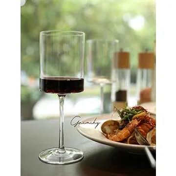 Gnimihz Wine Glasses Set of 4-16oz Cylindrical All Purpose Wine Glass, Crystal Wine Glass Set in Gift Packaging, Great Gift for Wedding, Anniversary, Christmas, Birthday, 9’’ Tall, Clear, Long Stem