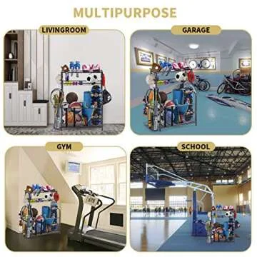 Garage Sports Equipment Storage Organizer with Baskets and Hooks - Easy to Assemble - Sports Ball Ge...