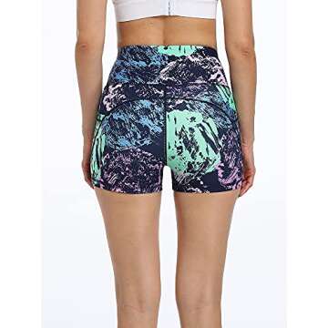 CADMUS Women's High Waist Yoga Shorts - Spandex Design with Side Pockets, 3-Pack in Black, White & N...