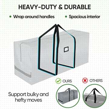 BALEINE 9 ft Christmas Tree Storage Bag, Heavy Duty Extra Large Artificial Christmas Tree Bag with Reinforced Handles and Dual Zippers Wide Opening (Gray, 9 ft)