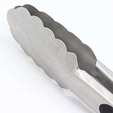304 Stainless Steel Kitchen Cooking Tongs, 9" and 12" Set of 2 Sturdy Grilling Barbeque Brushed Lock...