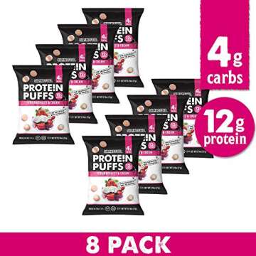 Shrewd Food Protein Puffs, Sweet and Crispy Dessert Puffs, Low Carb High Protein Cereal Snack, Soy Free, Peanut Free, 0.74 Oz (Pack of 16)