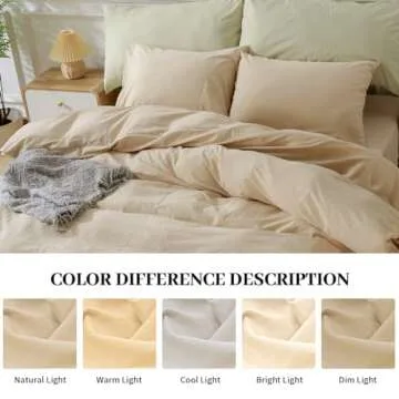 NEXHOME PRO Duvet Cover Set Kids Twin Size Linen Look Textured Organic Natural 100% Washed Cotton Du...