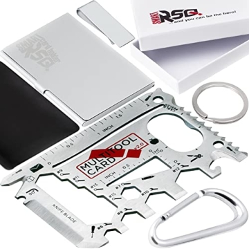 37-in-1 Wallet Tool Card Silver Set - Men’s Gifts for Dad | EDC Multi Tool Credit Card Size | Stoc...