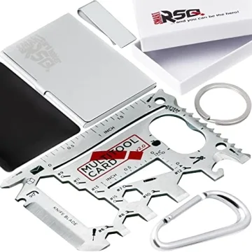 37-in-1 Wallet Tool Card Silver Set - Men’s Gifts for Dad | EDC Multi Tool Credit Card Size | Stoc...