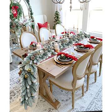 Artiflr 6 Feet Artificial Christmas Pine Garland, Winter Greenery Garland White Pine Leaves for Holi...