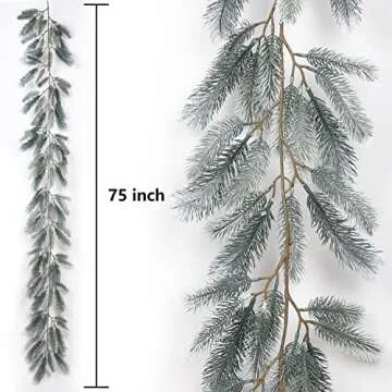 Artiflr 6 Feet Artificial Christmas Pine Garland, Winter Greenery Garland White Pine Leaves for Holiday Season Mantel Fireplace Table Runner Centerpiece Décor