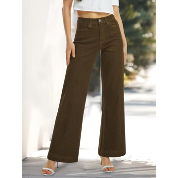 Trendy ONESO High Waist Brown Wide Leg Jeans for Women