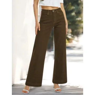 Trendy ONESO High Waist Brown Wide Leg Jeans for Women