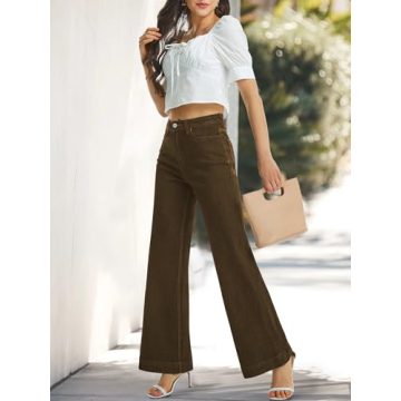 Trendy ONESO High Waist Brown Wide Leg Jeans for Women