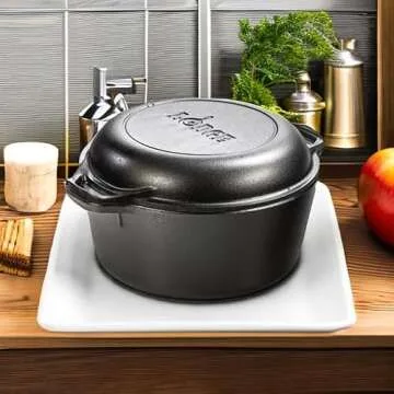 Lodge Pre-Seasoned Cast Iron Double Dutch Oven, 5 qt