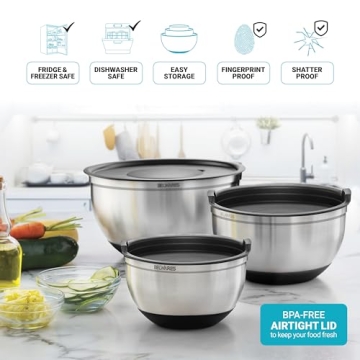 Belwares Nesting Mixing Bowls Set with Lids and Grater