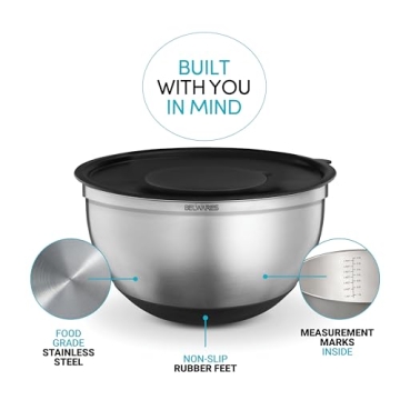 Belwares Nesting Mixing Bowls Set with Lids and Grater