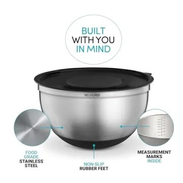 Belwares Nesting Mixing Bowls Set with Lids and Grater