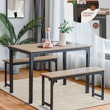 NAFORT 3-Piece Dining Table Set for 4 - Space-Saving, Stylish, Durable