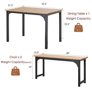 NAFORT Dining Table Set for 4, Modern & Space-Saving Design