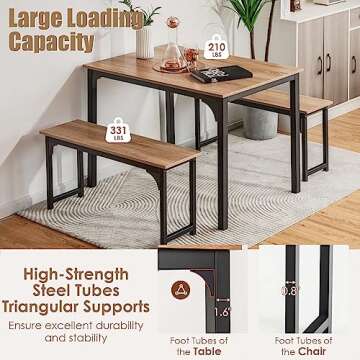 NAFORT Dining Table Set for 4, Modern & Space-Saving Design