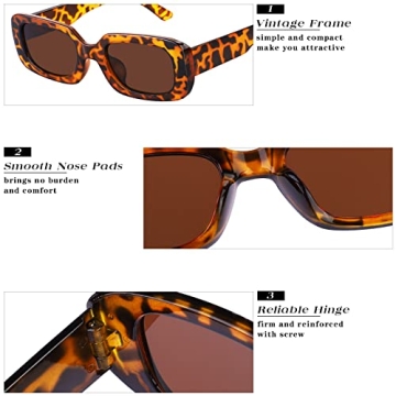 Aodaer 20 Pack Small Rectangle Sunglasses 90s Vintage Square Eyewear Retro Trendy Wide Frame Sunglasses for Women Girls