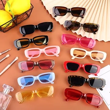 Aodaer 20 Pack Small Rectangle Sunglasses 90s Vintage Square Eyewear Retro Trendy Wide Frame Sunglasses for Women Girls