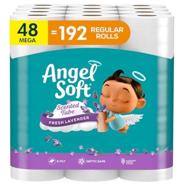Angel Soft Toilet Paper with Fresh Lavender Scented Tube, 48 Mega Rolls = 192 Regular Rolls, Soft an...