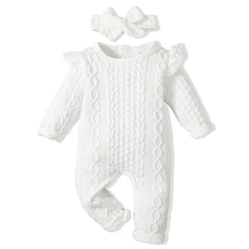 Renotemy Infant Baby Rompers Girl Cotton Outfits Long Sleeve Jumpsuits One-Piece Bodysuit Baby Girl ...