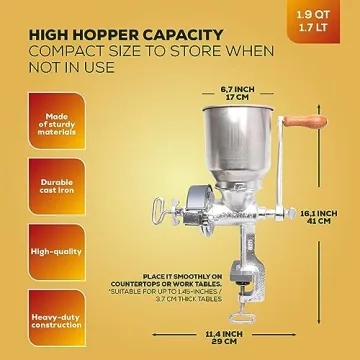 Durable Corona Grain Mill with High Hopper for Home Grinding