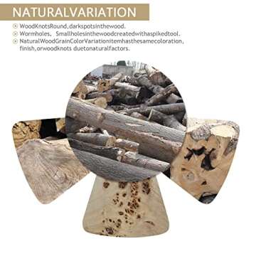 Uziass Wood Tree Stump Side Table Stool, Wooden Stump End Table Round Stump Table Outdoor Stump Table Stump Garden Stool Natural Tree Stump Side Table