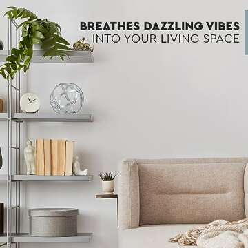 Everydecor Metal Decorative Sphere for Home Decor - Distressed Galvanized Bands, Hand Painted, Modern Decorative Balls for Living Room, Bedroom, Kitchen, Bathroom, Office Table Orbs for Centerpiece