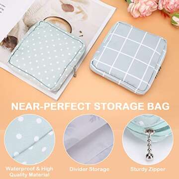 Sanitary Napkin Storage Bag, Color You Portable Period Bag for Women Teen Girls Menstrual Cup Pouch Nursing Pad Holder (2 Dots + 2 Lattice)