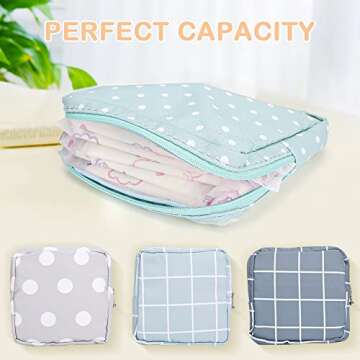 Sanitary Napkin Storage Bag, Color You Portable Period Bag for Women Teen Girls Menstrual Cup Pouch Nursing Pad Holder (2 Dots + 2 Lattice)
