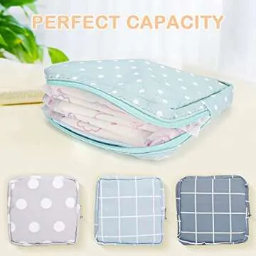 Sanitary Napkin Storage Bag, Color You Portable Period Bag for Women Teen Girls Menstrual Cup Pouch Nursing Pad Holder (2 Dots + 2 Lattice)