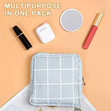 Sanitary Napkin Storage Bag, Color You Portable Period Bag for Women Teen Girls Menstrual Cup Pouch Nursing Pad Holder (2 Dots + 2 Lattice)