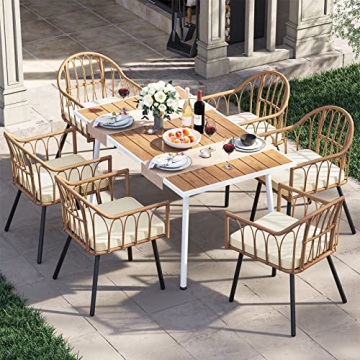 YITAHOME 8 Pieces Outdoor Patio Dining Set with Wicker Chairs & Table