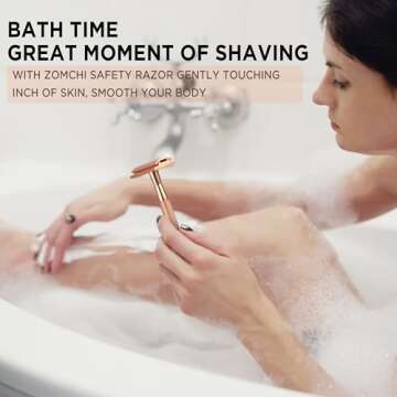 ZOMCHI Safety Razor for Men&Women with 5 Double Edge Safety Razor Blades, Double Edge Razor, Reusable Razor, Plastic Free – Rose Gold