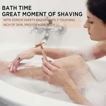 ZOMCHI Safety Razor for Men&Women with 5 Double Edge Safety Razor Blades, Double Edge Razor, Reusable Razor, Plastic Free – Rose Gold