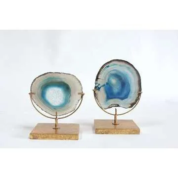 Stunning Decorative Agate Stone Slice on Metal Stand for Chic Decor