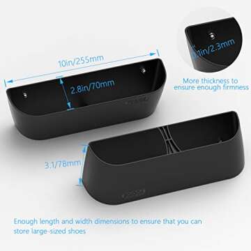 Yocice Wall Mounted Shoes Rack 4Pack with Sticky Hanging Strips, Plastic Shoes Holder Storage Organizer,Door Shoe Hangers (SM03-Black-4)