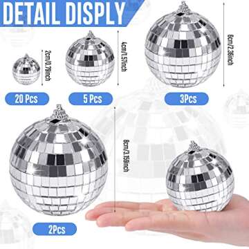 30 Pack Mirror Disco Ball,Mini Disco Ball Decorations,Reflective Mirror Ball Ornaments,Small Silver ...