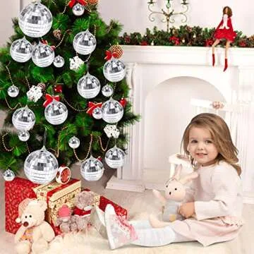 30 Pack Mirror Disco Ball,Mini Disco Ball Decorations,Reflective Mirror Ball Ornaments,Small Silver Hanging Disco Balls with Rope for Christmas Tree Wedding Party Dance Music Festivals Decor,4 Sizes