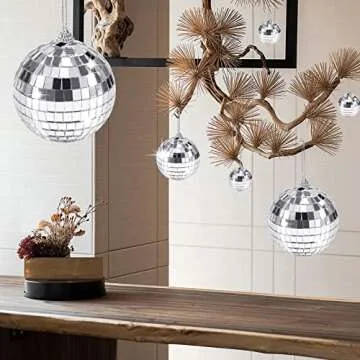 30 Pack Mirror Disco Ball,Mini Disco Ball Decorations,Reflective Mirror Ball Ornaments,Small Silver Hanging Disco Balls with Rope for Christmas Tree Wedding Party Dance Music Festivals Decor,4 Sizes