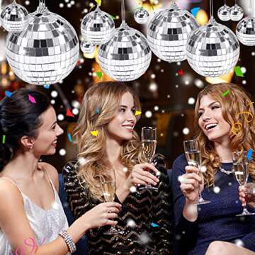 30 Pack Mirror Disco Ball,Mini Disco Ball Decorations,Reflective Mirror Ball Ornaments,Small Silver Hanging Disco Balls with Rope for Christmas Tree Wedding Party Dance Music Festivals Decor,4 Sizes