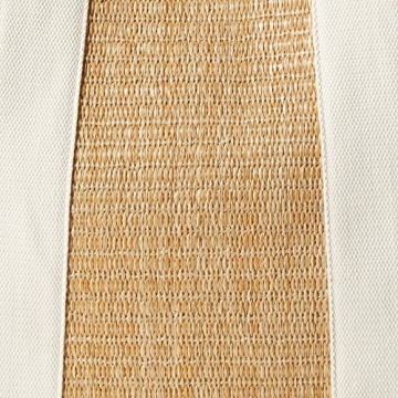 The Drop Women's Tracy Large Canvas Detail Straw Tote, Ivory, One Size