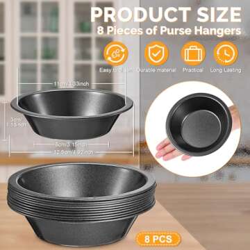 Gandeer 8 Pieces 4 Inch Small Pie Pan Mini Black Pot Pie Tins Round Tart Pans for Baking Carbon Stee...