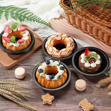 Gandeer 8 Pieces 4 Inch Small Pie Pan Mini Black Pot Pie Tins Round Tart Pans for Baking Carbon Steel Pizza Nonstick Plate Bakeware Set Oven Air Fryer Cake Bread Meat Dessert