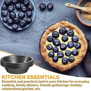 Gandeer 8 Pieces 4 Inch Small Pie Pan Mini Black Pot Pie Tins Round Tart Pans for Baking Carbon Steel Pizza Nonstick Plate Bakeware Set Oven Air Fryer Cake Bread Meat Dessert