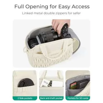 BAGSMART Camera Sling Bag, Portable Small Camera Bags for Photographers with Tripod Holder, Waterproof DSLR/SLR/Cute Camera Case for Women with Rain Cover, Compatible with Sony Canon Nikon, Beige